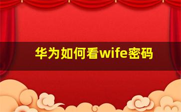 华为如何看wife密码