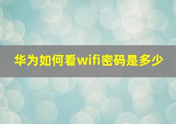 华为如何看wifi密码是多少