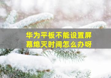 华为平板不能设置屏幕熄灭时间怎么办呀