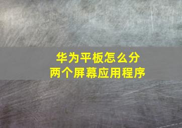 华为平板怎么分两个屏幕应用程序