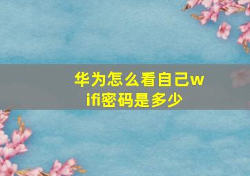 华为怎么看自己wifi密码是多少