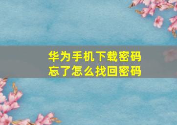 华为手机下载密码忘了怎么找回密码