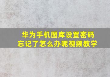 华为手机图库设置密码忘记了怎么办呢视频教学