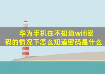 华为手机在不知道wifi密码的情况下怎么知道密码是什么