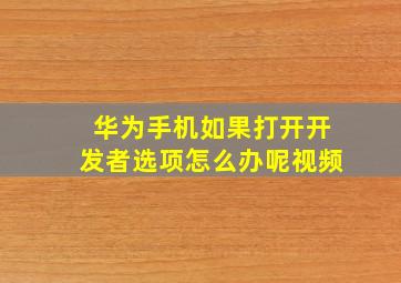 华为手机如果打开开发者选项怎么办呢视频