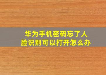 华为手机密码忘了人脸识别可以打开怎么办