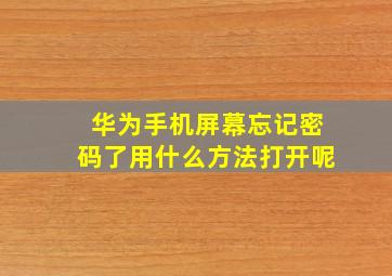 华为手机屏幕忘记密码了用什么方法打开呢