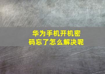 华为手机开机密码忘了怎么解决呢