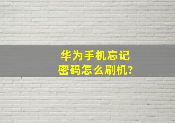 华为手机忘记密码怎么刷机?