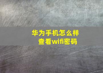 华为手机怎么样查看wifi密码