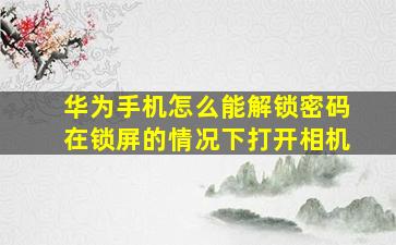 华为手机怎么能解锁密码在锁屏的情况下打开相机