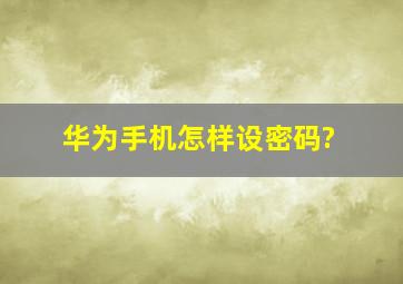 华为手机怎样设密码?