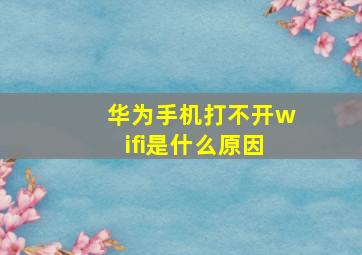 华为手机打不开wifi是什么原因