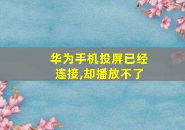 华为手机投屏已经连接,却播放不了