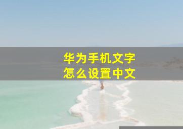 华为手机文字怎么设置中文