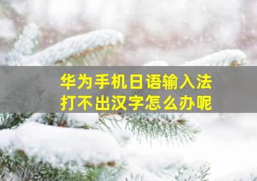 华为手机日语输入法打不出汉字怎么办呢