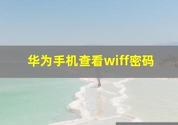 华为手机查看wiff密码