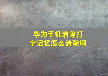 华为手机清除打字记忆怎么清除啊