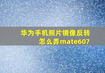 华为手机照片镜像反转怎么弄mate607