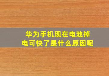 华为手机现在电池掉电可快了是什么原因呢