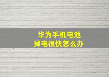 华为手机电池掉电很快怎么办