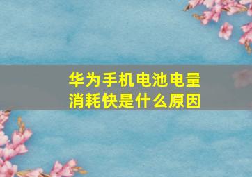 华为手机电池电量消耗快是什么原因