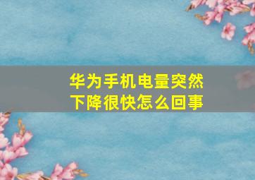 华为手机电量突然下降很快怎么回事