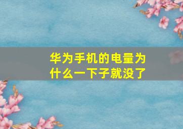 华为手机的电量为什么一下子就没了