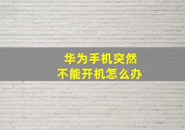 华为手机突然不能开机怎么办