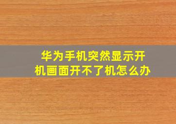 华为手机突然显示开机画面开不了机怎么办