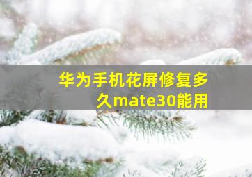 华为手机花屏修复多久mate30能用