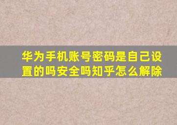 华为手机账号密码是自己设置的吗安全吗知乎怎么解除