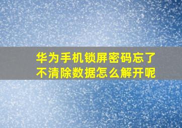 华为手机锁屏密码忘了不清除数据怎么解开呢