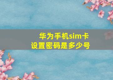 华为手机sim卡设置密码是多少号