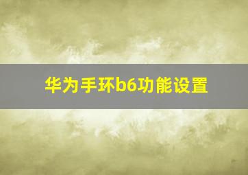 华为手环b6功能设置