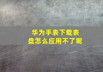 华为手表下载表盘怎么应用不了呢