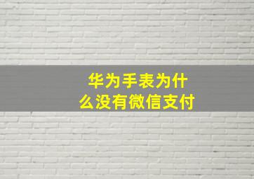 华为手表为什么没有微信支付