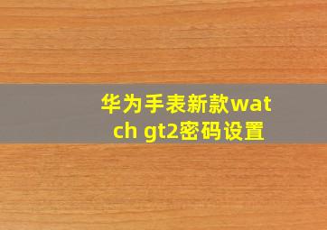 华为手表新款watch gt2密码设置