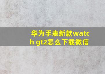 华为手表新款watch gt2怎么下载微信