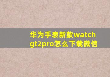 华为手表新款watch gt2pro怎么下载微信