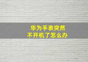 华为手表突然不开机了怎么办