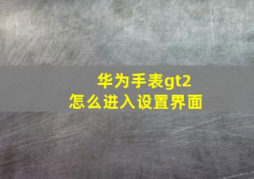 华为手表gt2怎么进入设置界面