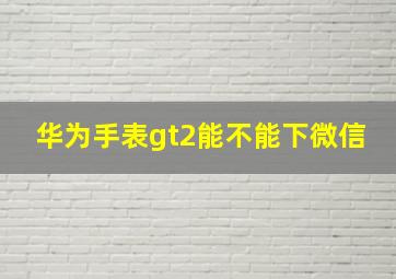 华为手表gt2能不能下微信