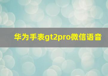 华为手表gt2pro微信语音