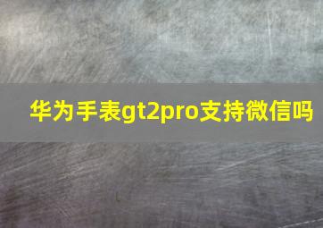 华为手表gt2pro支持微信吗