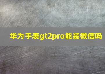 华为手表gt2pro能装微信吗