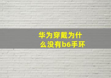 华为穿戴为什么没有b6手环