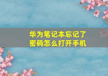 华为笔记本忘记了密码怎么打开手机