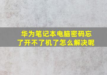 华为笔记本电脑密码忘了开不了机了怎么解决呢