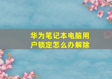 华为笔记本电脑用户锁定怎么办解除